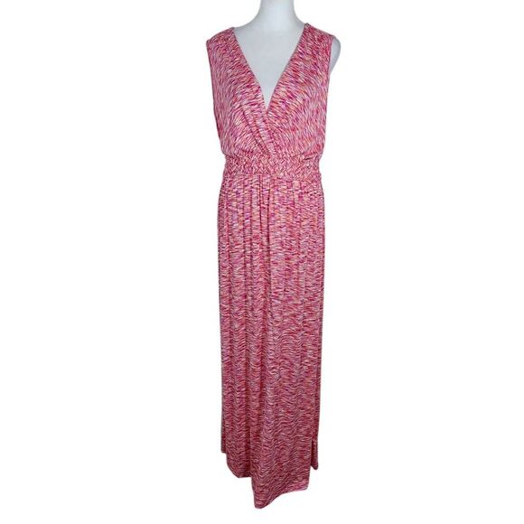 Spense Pink Sleeveless Maxi Dress Size Large Pink and Orange Space Dye Dress - Picture 1 of 11